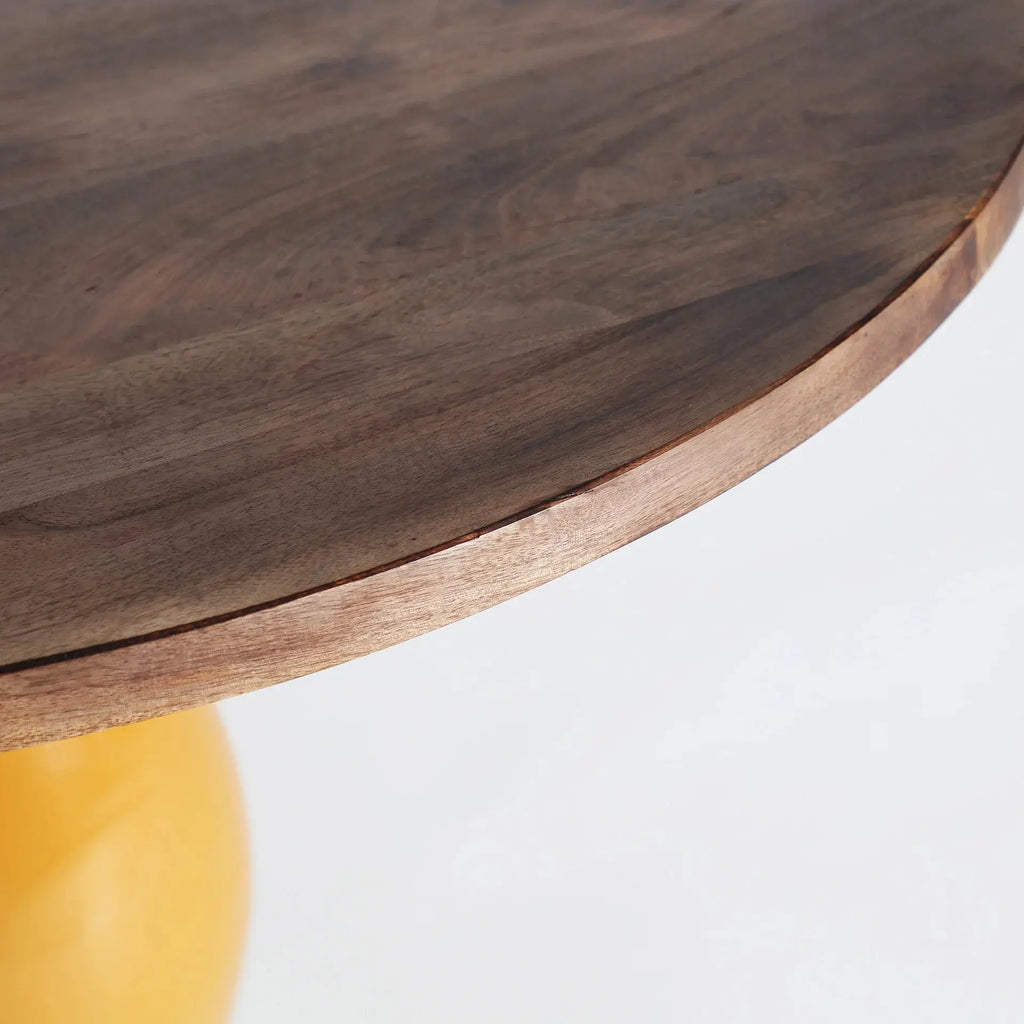 Table de Salle à Manger en Fer Ocre Brillant et Bois de Manguier Marron NAHINA - 90 cm KODU