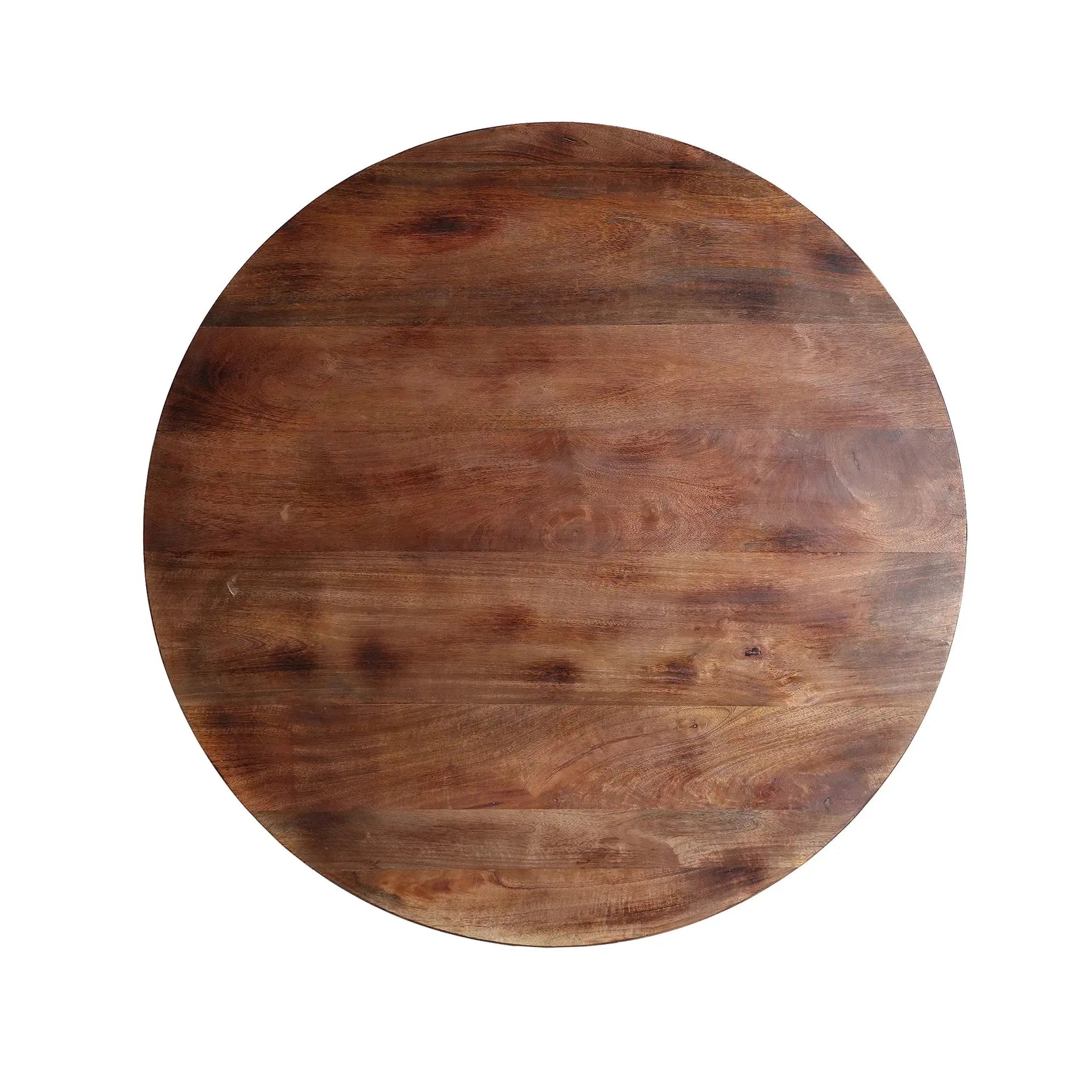 Table de Salle à Manger en Fer Ocre Brillant et Bois de Manguier Marron NAHINA - 90 cm KODU