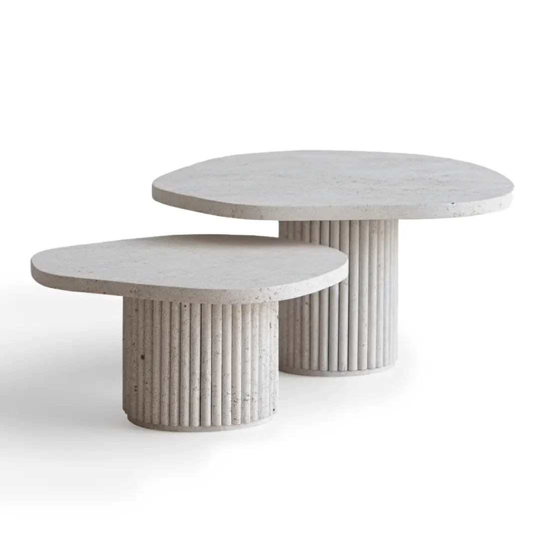 Tables basses Duo en Travertin GEMELAS Hawali Home