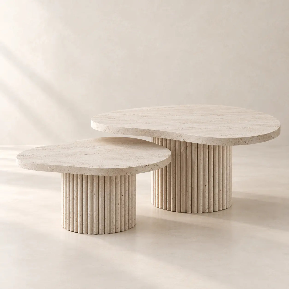 Tables basses Duo en Travertin GEMELAS Hawali Home