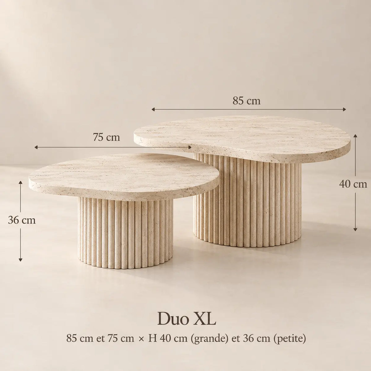 Tables basses Duo en Travertin GEMELAS Hawali Home