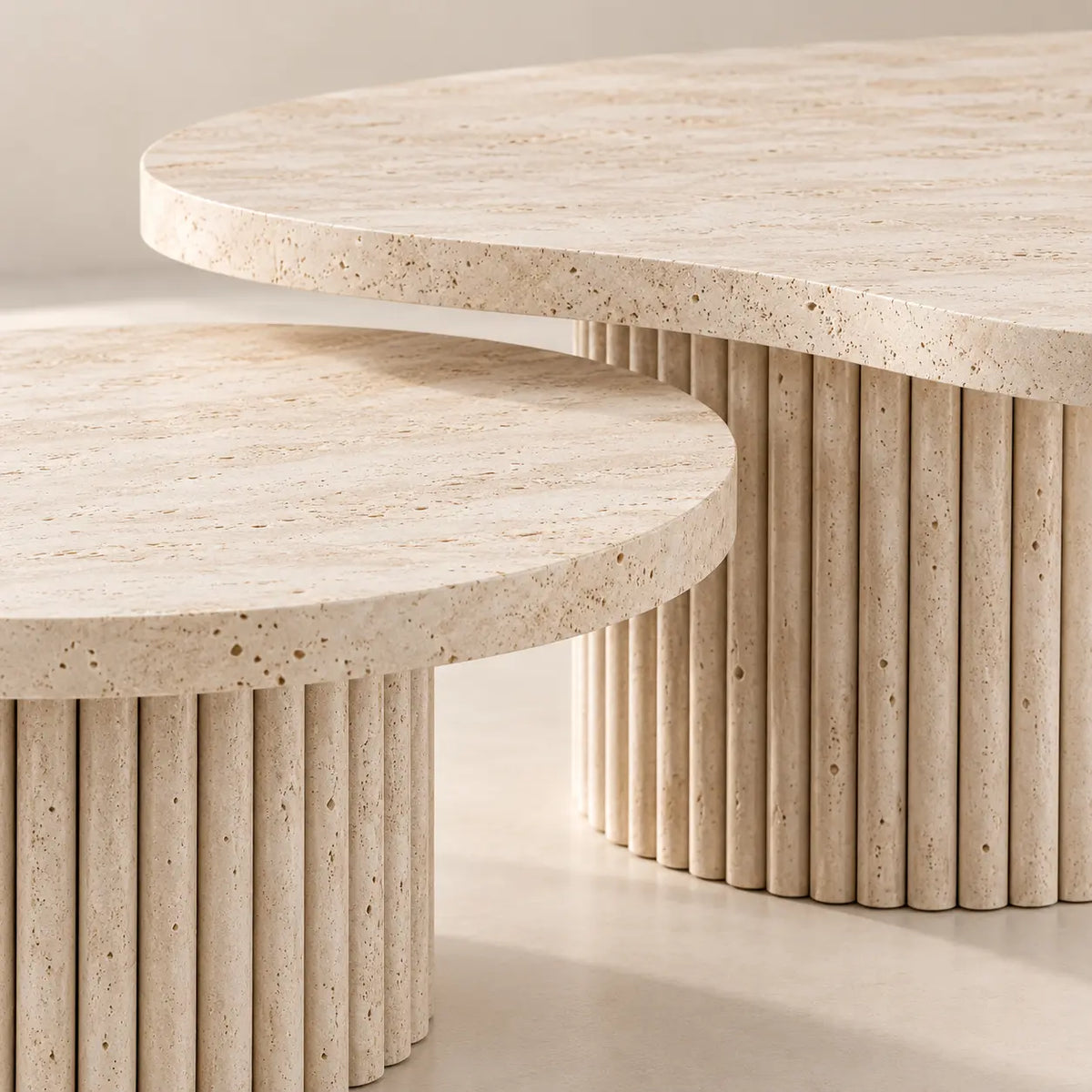 Tables basses Duo en Travertin GEMELAS Hawali Home