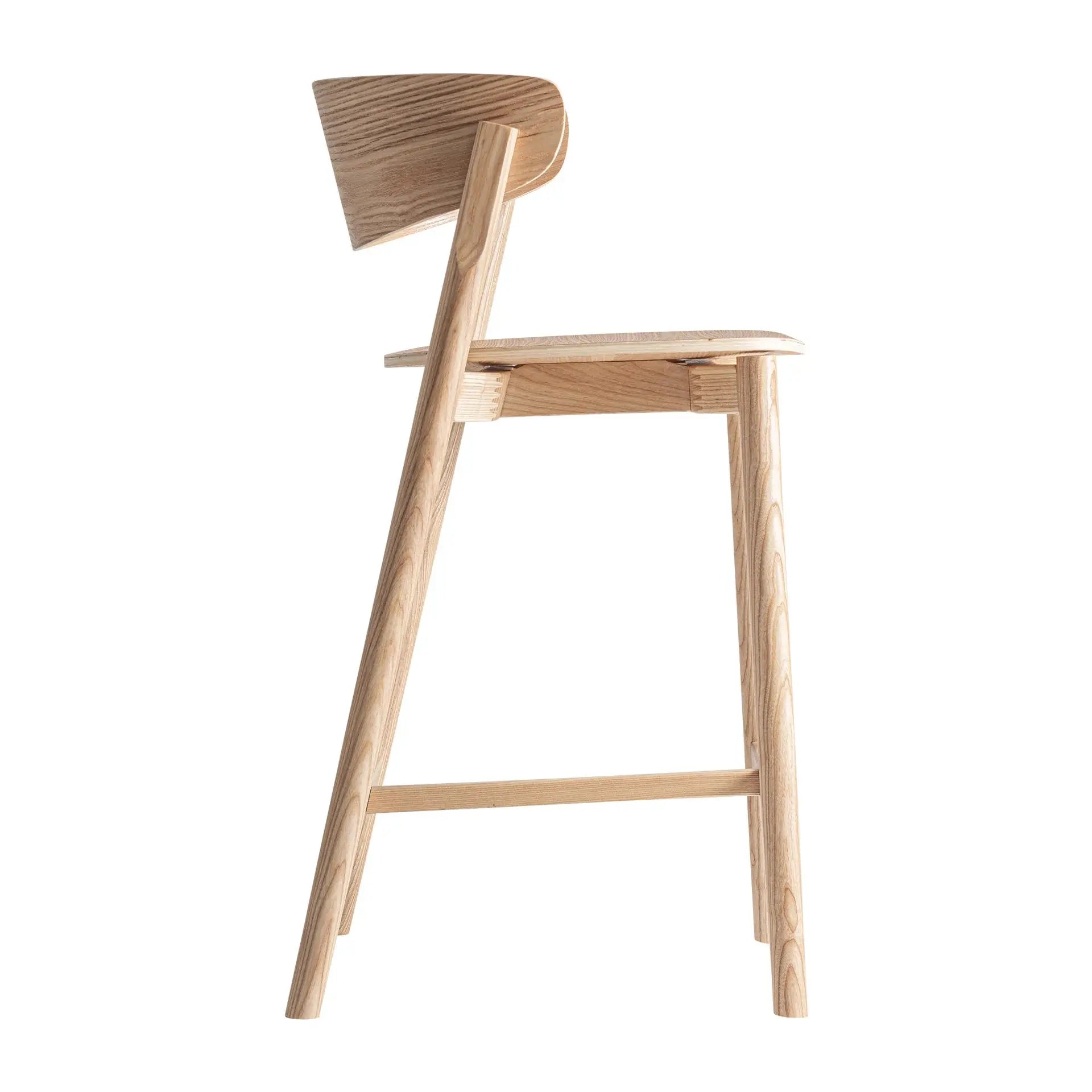 Tabouret de Bar en Bois de Frêne WIELER - 48 x 50 cm KODU