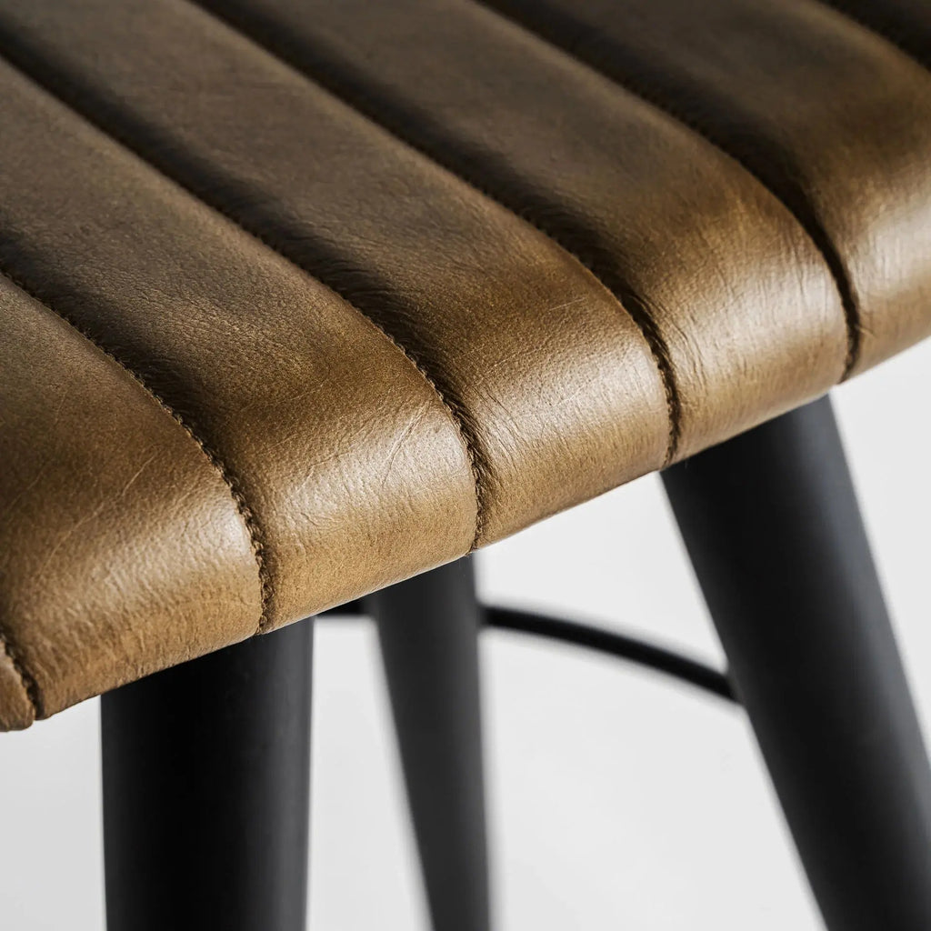Tabouret de Bar en Cuir BEFAUX - 42 x 42 cm KODU