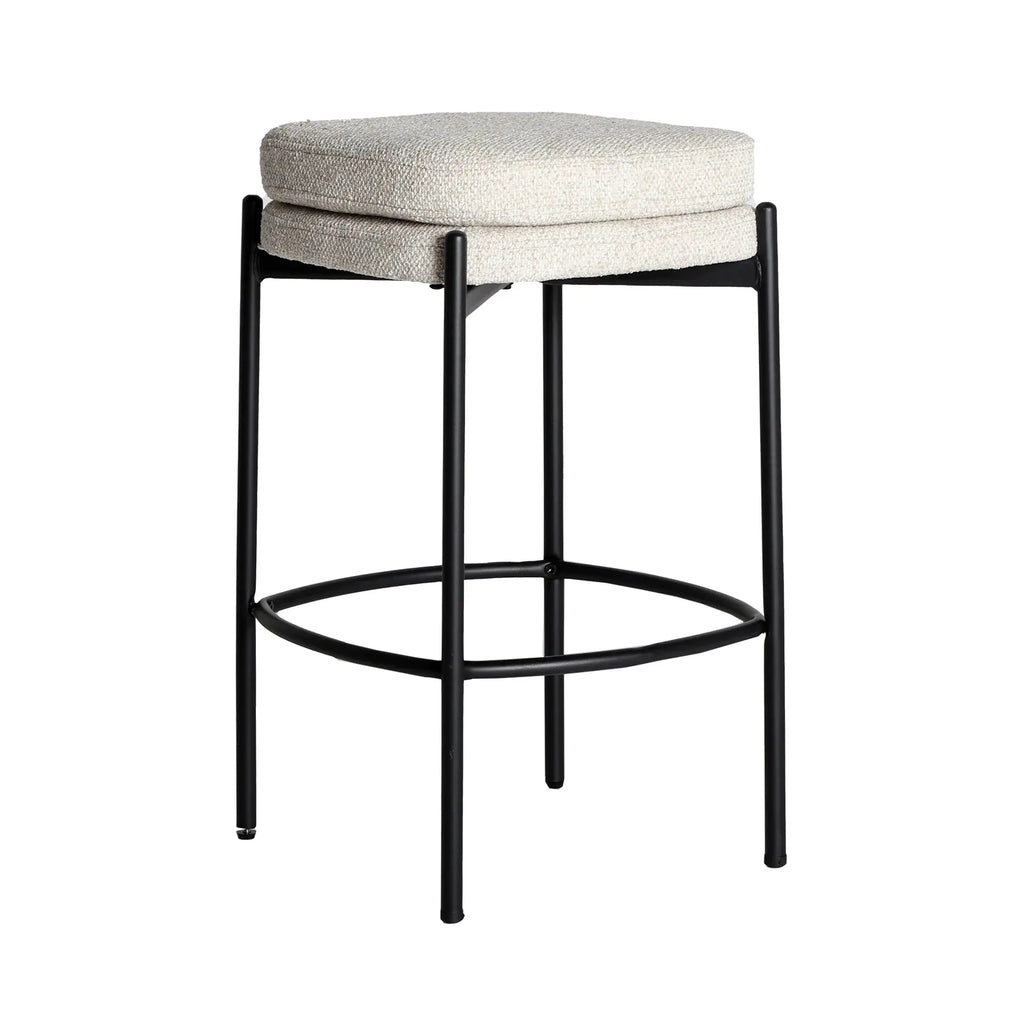 Tabouret de Bar en Tissu Beige SEGONZAC - 42 x 42 cm KODU
