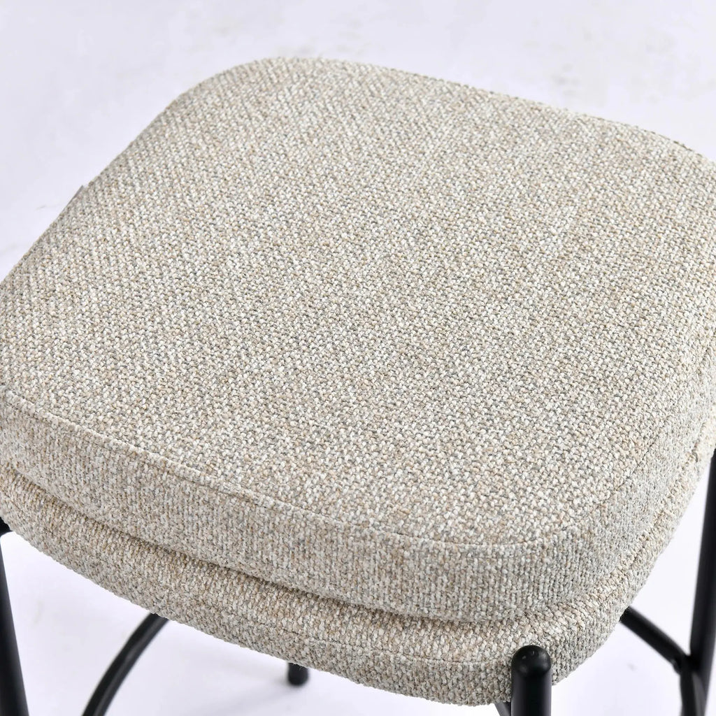 Tabouret de Bar en Tissu Beige SEGONZAC - 42 x 42 cm KODU