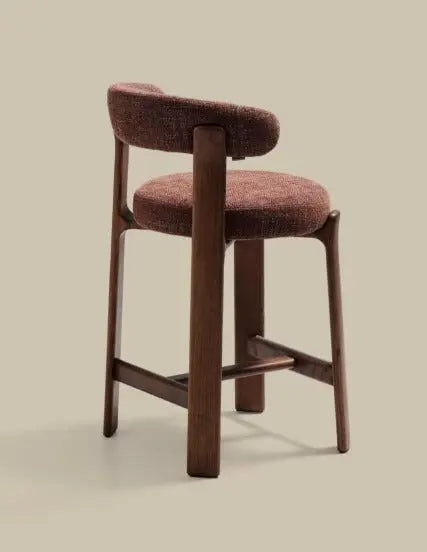 Tabouret de bar 65x95 Bouclette Crème / Chêne Hawali Home