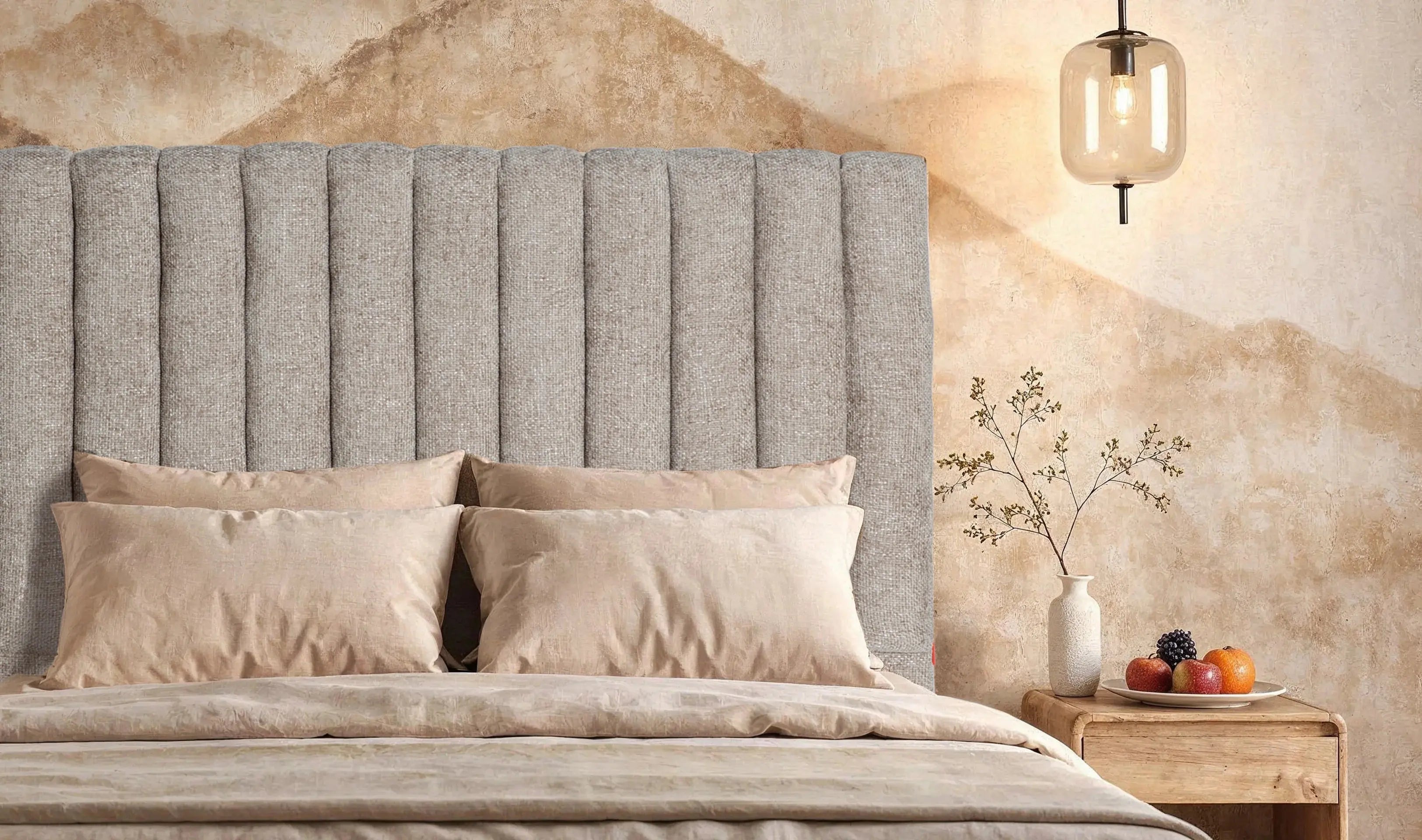 Tête de Lit en Coton Beige GILLEY - 160 cm KODU