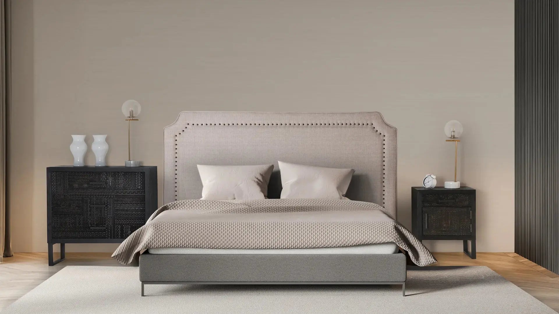 Tête de Lit en Lin Beige SOUSEL - 160 cm KODU