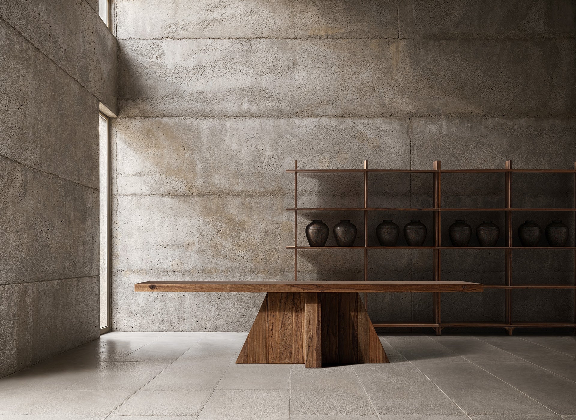 Table à Manger Rectangulaire en Bois 260 x 110 cm | VICAL BRUTALIST