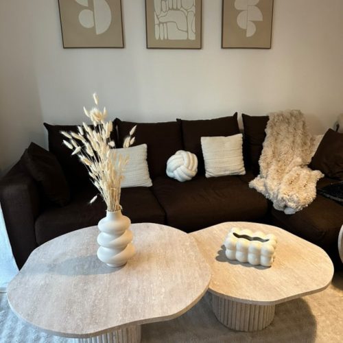 Table basse duo en travertin Gemelas