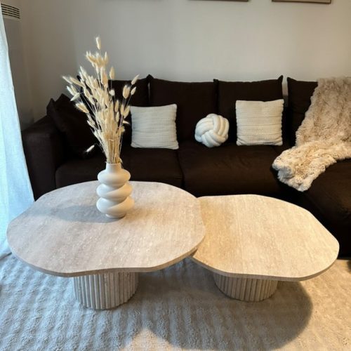 Table basse duo en travertin Gemelas