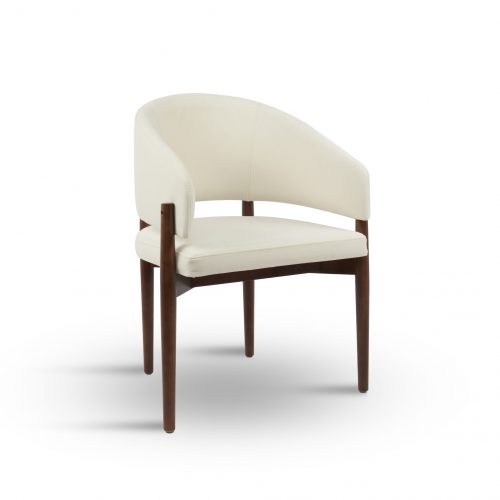 Chaise en bois d’hévéa vania tissu velours beige hawali home 1
