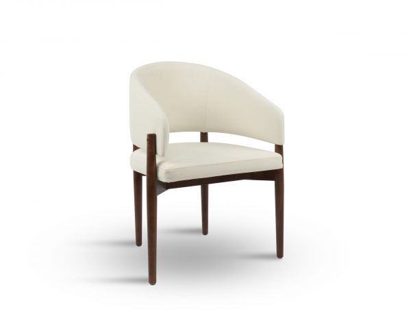 Chaise en bois d’hévéa vania tissu velours beige hawali home 1