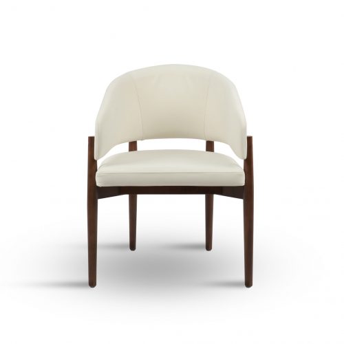 Chaise en bois d’hévéa vania tissu velours beige hawali home 2