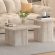 Set de 2 tables basses effet travertin beige balea 52x60 cm et 80x80cm 1