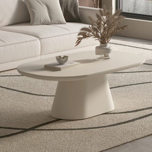 Table basse ovale effet ciment jenny beige hawali home 1