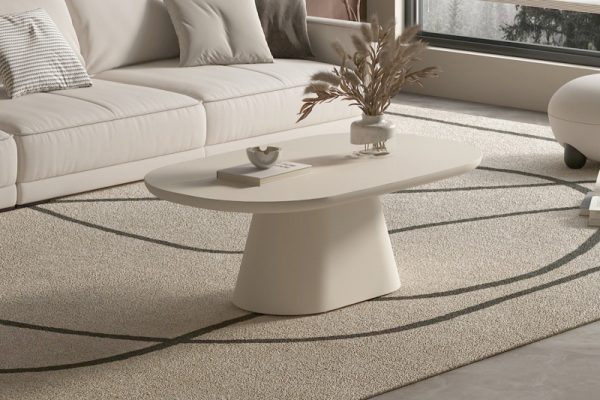 Table basse ovale effet ciment jenny beige hawali home 1