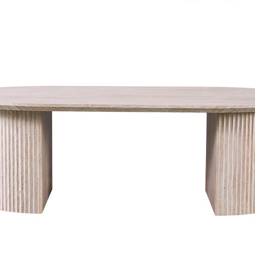Table basse ovale pure effet travertin 120x70 cm 2