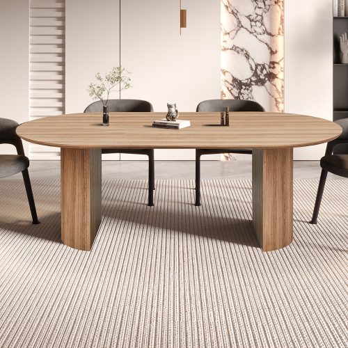 Table à manger ovale effet chêne vieilli bali 1