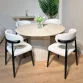 Table à manger ronde effet travertin boho 2