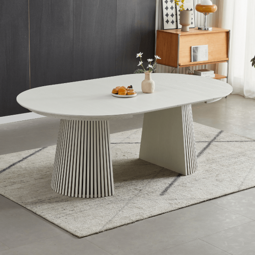 Table à manger ronde extensible rosana beige 2