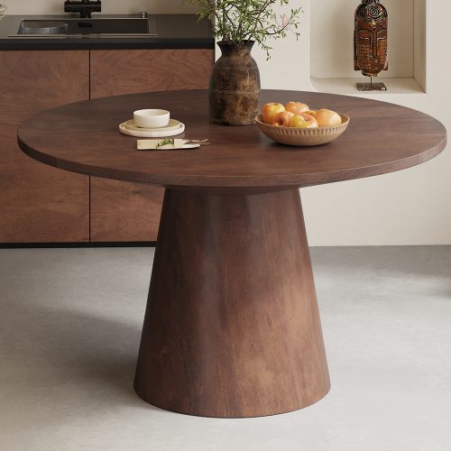 Table à manger ronde en bois de manguier brun dark woody 130 cm hawali home 2