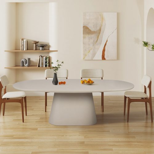 Table à manger effet ciment scarlett beige 220 cm 1